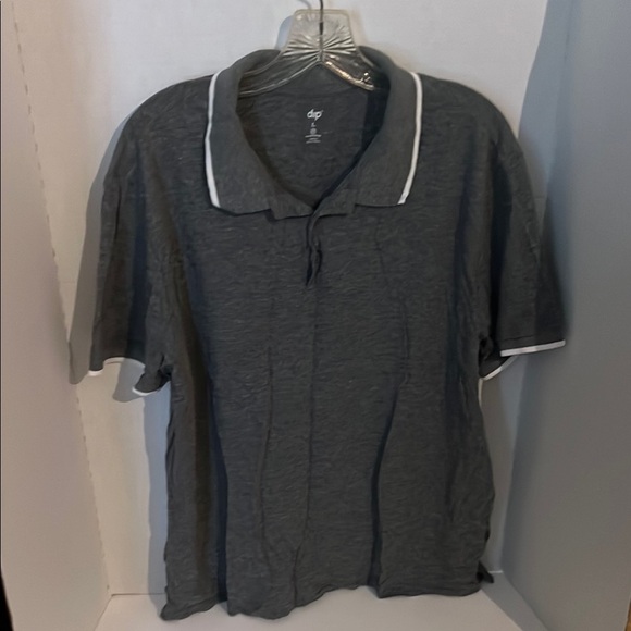 dip Gray Polo Shirt with White Piping and Short Sleeves - Picture 1 of 3